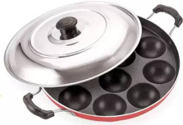 EKiN Non Stick Appam Patra,Red/Black (Paniyaram/Appam Pan/Pan Cake Maker) Paniarakkal Induction Idli Maker