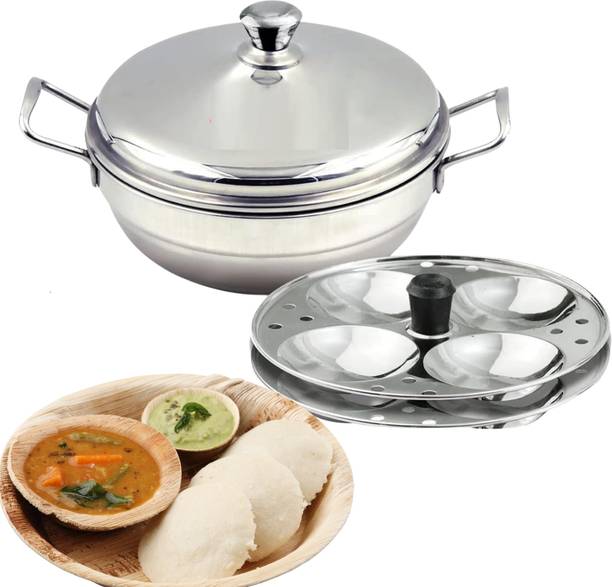 EverChef 2-Plate idli Maker, kadhai with lid and 2 Idli Plates a14 Induction & Standard Idli Maker