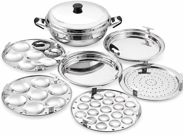 KRB KRB,Multi Kadai Steamer 6 Plate, 2 Idli|1 Mini Idli|2Dhokla|1 Patra|Momo's Induction & Standard Idli Maker