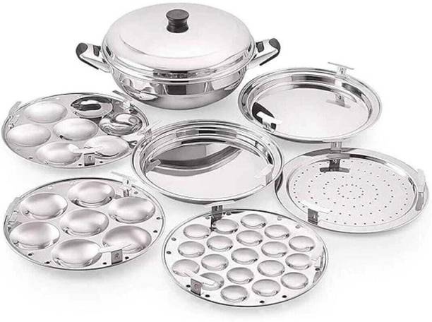 KRB KRB,Idli Cooker Multi Kadai Steamer 2 Idli|2 Dhokla|1 Patra-1Mini idli Induction & Standard Idli Maker