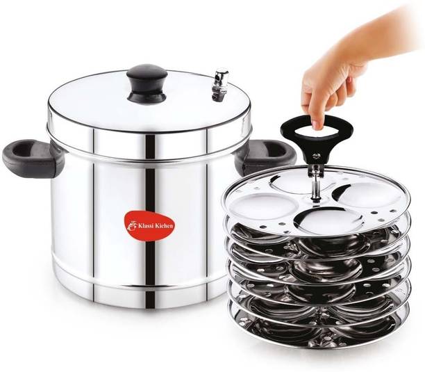 MAHAVIR Heavy Gauge Stainless Steel Cooker Kitchen Accessories Silver Induction & Standard Idli Maker