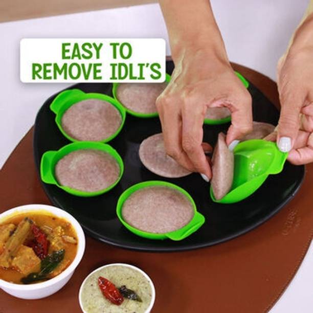 Shivsham's kitchenware Premium Silicone Idli Maker Idli Liners Original,Green 8pcs Induction Idli Maker