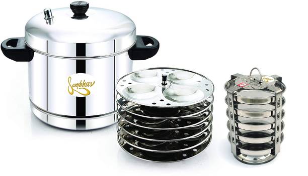 Sambhav Idli Cooker with 6 plate Regular Idlies & 5 Plate Thatte Idlies Induction & Standard Idli Maker