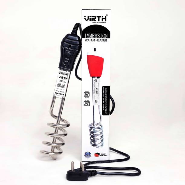 VIRTH Stainless Steel Immersion Heater 3 Pin Moulded Plug,Touch Protection Waterproof 1500 W Shock Proof Immersion Heater Rod