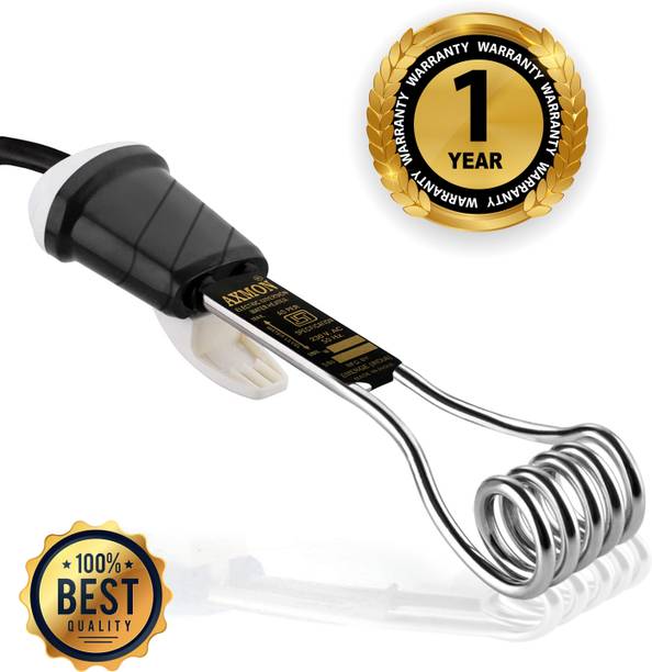 Axmon Immersion Rod Water Heater - 1500 Watt Portable Waterproof Shock Proof Electric Immersion Rod with Stainless Steel Hot Water Heater 1500 W Shock Proof Immersion Heater Rod