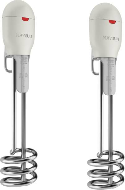 HAVELLS Zeta Immersion Heater. 3 Pin Moulded Plug.Waterproof, Heating Indicator.(pack-2) 1500 W Immersion Heater Rod