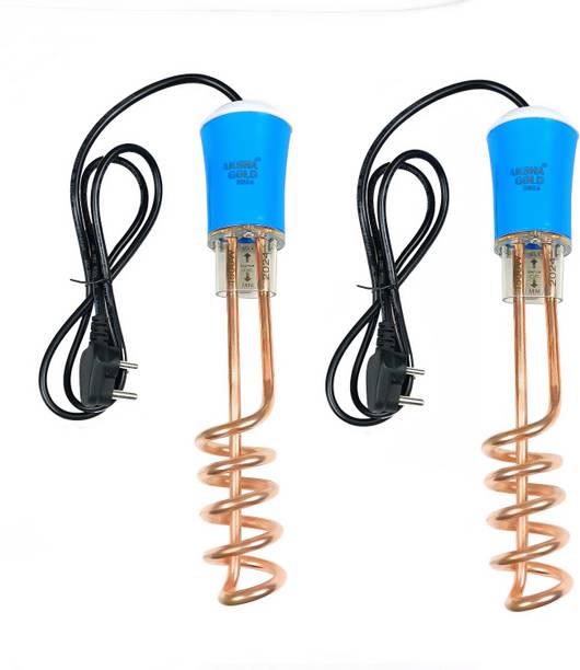 Aksha Gold Pack of 2 Electric Water heating Rod Shock Proof 1500 W Shock Proof Immersion Heater Rod