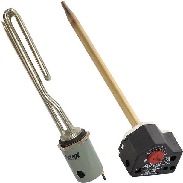 Airex Commercial Solar Geyser Water Heater Element with Thermostat Cut-Off Electric Water Heater Geyser Temperature Controlling Sensor (7 Inch) 3000 W Immersion Heater Rod