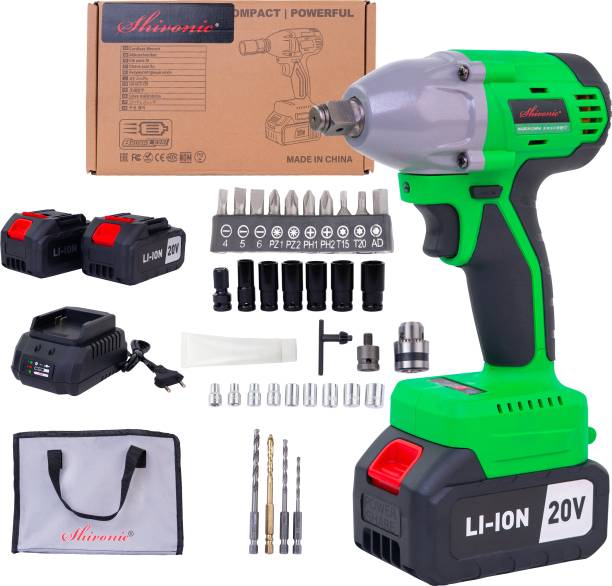 Shivonic 20V Li-Ion 4.0 AH 2-Battery With 430NM Torque And 3000RPM Cordless Impact Wrench