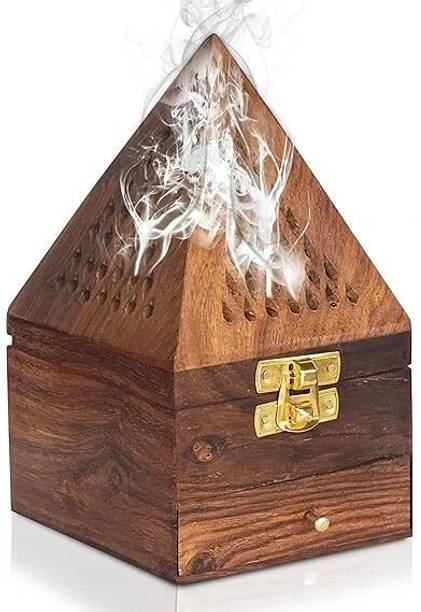 Ayaz Ayaz Perfume Wood Pyramid Shape Dhoop Batti Stand/Temple Wooden Incense Holder Wooden Incense Holder