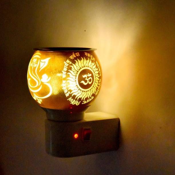 agrwal Glass Aroma Oil Diffuser/Kapoor Dani/ Camphor Burner Cum Night Lamp with Switch Glass Incense Holder Set