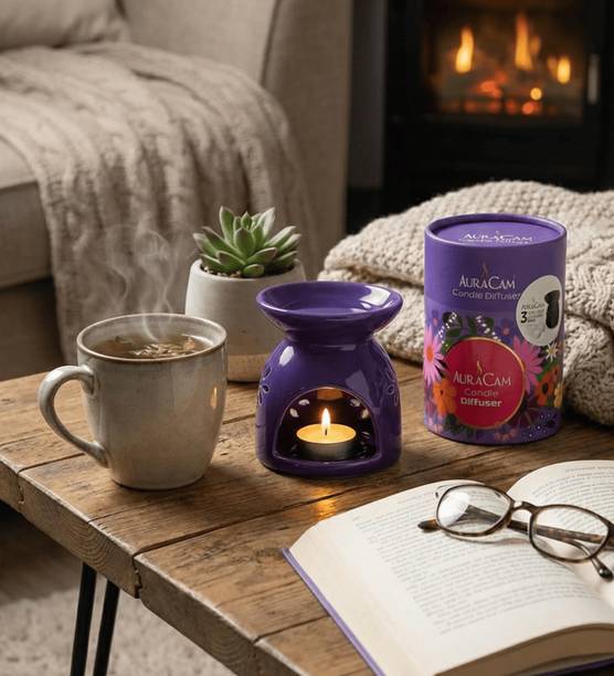 AuraCam Ceramic Candle Diffuser with Tea Light Candle- Pack 1|Ceramic Diffuser Burner| Ceramic Incense Holder