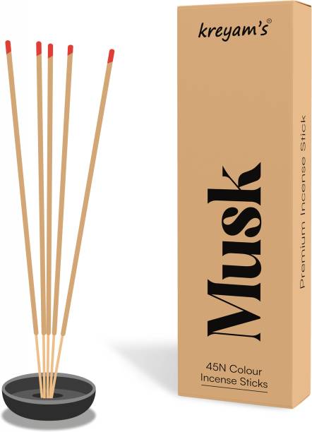Kreyam's Musk Agarbatti Incense Sticks for Pooja Items charcoal Free 45 Sticks 80 Gms
