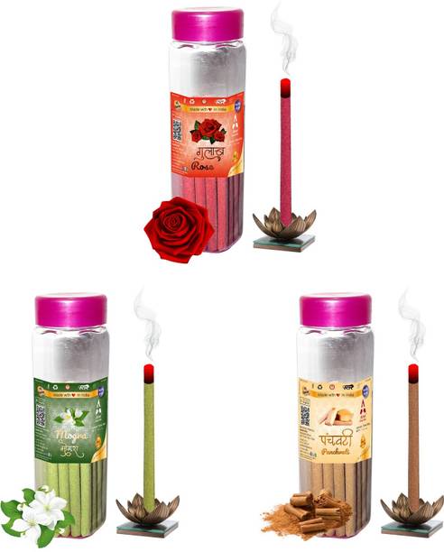 Shankh Rose, Mogra & Panchvati Dhoop Stick (Incense Stick) 120 gm (40+40+40) Fragrances Rose, Mogra, Panchvati
