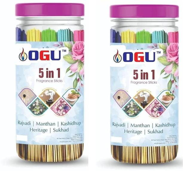 OGU Luxurious Incense Sticks Collection For Negative Energy Remover Agarbatti 5 in 1 Rajvadi,Manthan, Kashidhup,Heritage,Sukhad Pooja Items