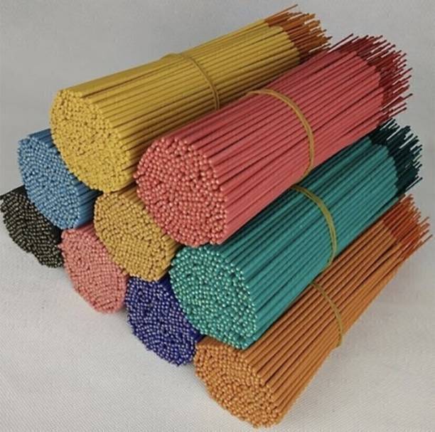 Rajtilak MIX FLEVER AGARBATTI ( INCENSE STICK ) 1 KG MIX COLOURING FLEVER GULAB, MOGRA, SUKHAD, CHANDAN, PANCHRATNA
