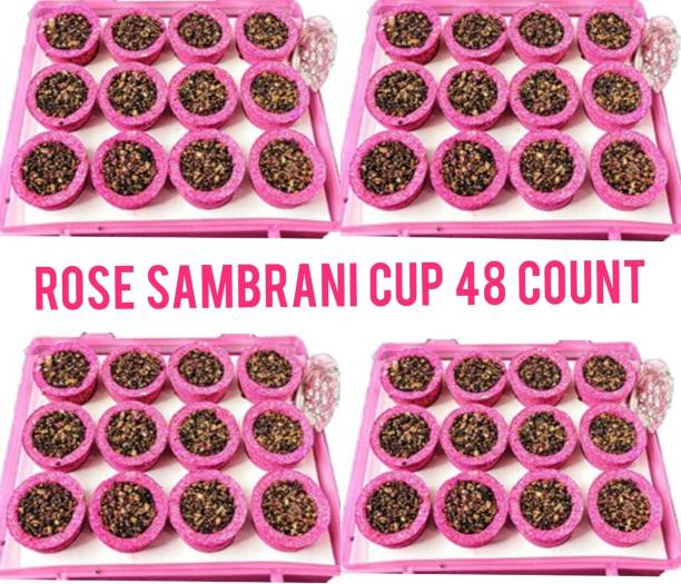 Shubh Aastha Rose Sambrani Dhoop Cups (Pack of 48 ) high grade Quality Promise Rose, Loban