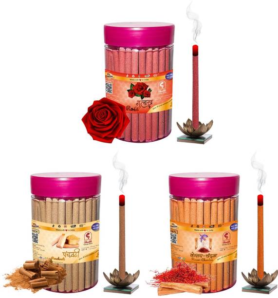 Shankh Rose, Panchvati & Kesar Chandan Dhoop Stick 300 gram (100+100+100) Fragrances Rose, Panchvati, Kesar Chandan