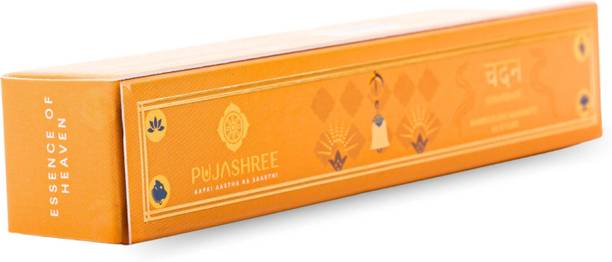 Pujashree 4 Inch Pure Chandan Bambooless Agarbatti Incense Sticks | Less Smoke Combo Pack Home Freshness Aroma