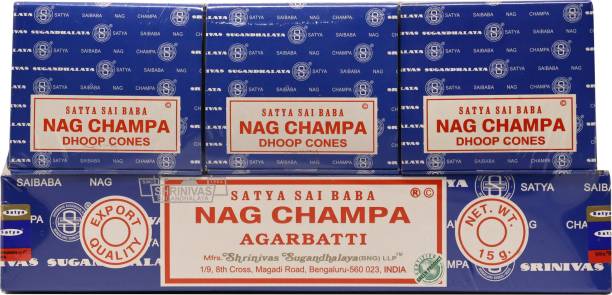 Earth Satya Combos of Worlds Best Incense Sticks & Dhoop Cones Nagchampa & Super Hit, 6 Dhoop Cones & 2 Incense Sticks