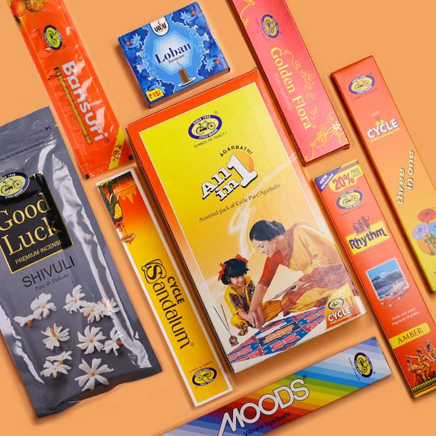 Cycle Pure All in One Assorted Incense Sticks - Floral, Natural, Earthy, Fresh, Sandal, Herbal, Woody fragrance