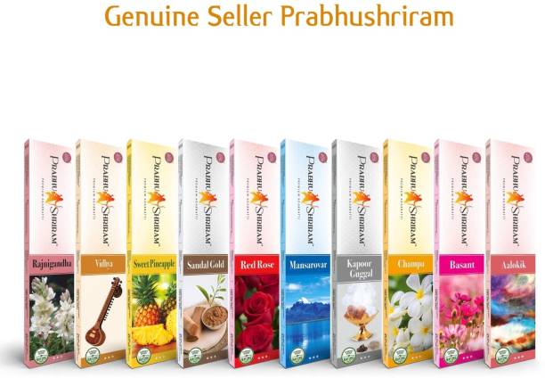 PRABHU SHRIRAM Premium Incense Sticks 100% Charcoal Free Agarbatti Pack of-10| 150 Sticks| Multi Fragrance, Flower Fragrance, Nature Inspired Fragrance