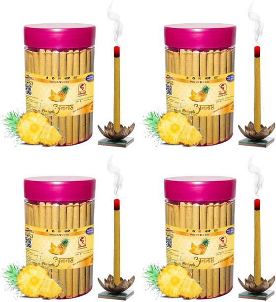 Shankh Pineapple Dhoop Stick (Incense Stick) Pack of 400 gm (100+100+100+100) Fragrance Pineapple