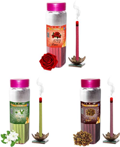 Shankh Rose,Mogra & Guggal (Incense Stick) 120 gm (40+40+40) Fragrances Rose, Mogra, Guggal