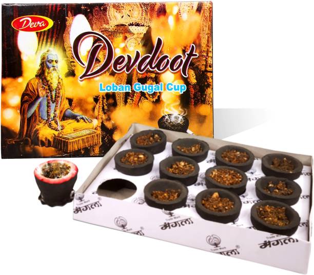 Adhvik Pack of 1 (12 Pcs Box) Devdoot Loban Gugal Dhoop Cup for Dhooni, Aroma &amp; Smoke Woody Dhoop