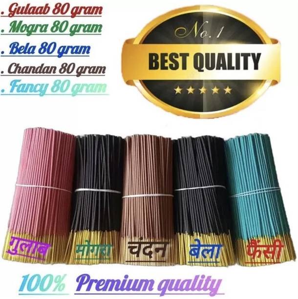 Omtirth INCENSESTICK COMBO SET OF 5 400gm Fragrance: SHAHI GULAB,GREEN MOGRA,DEV CHNADAN,RAJNIGANDHA,FANCY