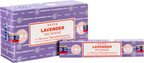 Earth Satya Premium Agarbatti Puja Meditation And Negative Energy Remover, Fresh Aroma Lavender Incense Sticks 15 GMS Each