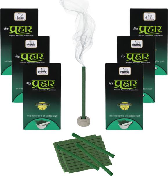 Gaumayam Prahaar Neem Dhoop Sticks 1 Hour Burning 60 Mosquito Repellent Sticks Fragrance Natural Neem,Citronella & Lemongrass