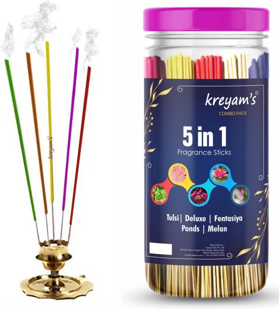 Kreyam's Premium Mesmerizing Scent Incense Stick For Puja Meditation Manthan, Heritage, Denim, bharat darshan, Imegica 225 agarbatti sticks pooja items