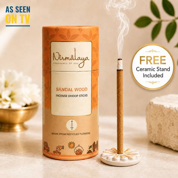 nirmalaya Premium Handcrafted Dhoop Sticks For Pooja Made by Sacred Flower Sandalwood Dhoop Sticks with Stand