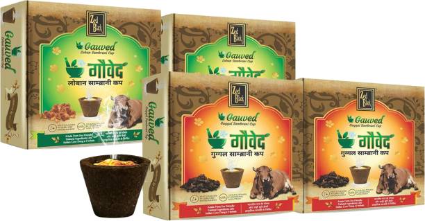 Zed Black Gauved Sambrani Cup Combo - Loban + Guggal - Made with Cow Dung & Eco Friendly Ingredients - Pack of 2 Loban, Guggal