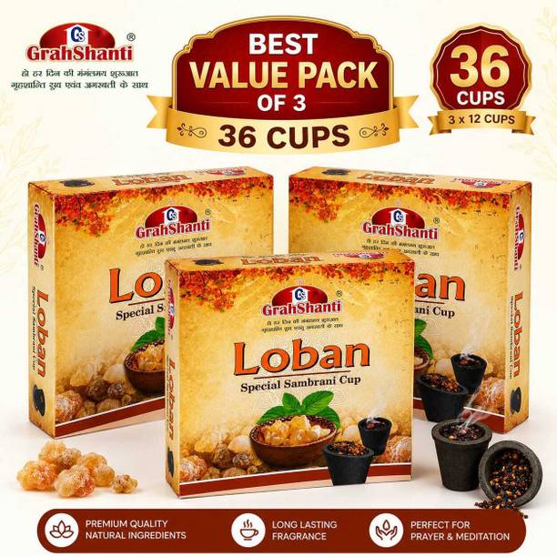 Grahshanti Special Loban Sambrani Cup Pack of 3 (36 Cups) Loban