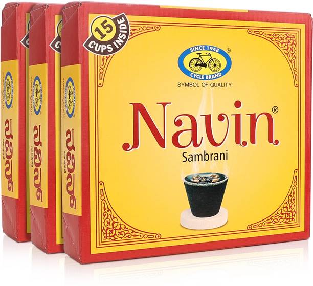 सायकल Navin Cup Sambrani (Dhoop/Loban/Guggal) for Daily Puja & Havan/Homa रेज़िन और बेन्ज़ोइन की खुशबू - 4 का पैक अगरबत्ती