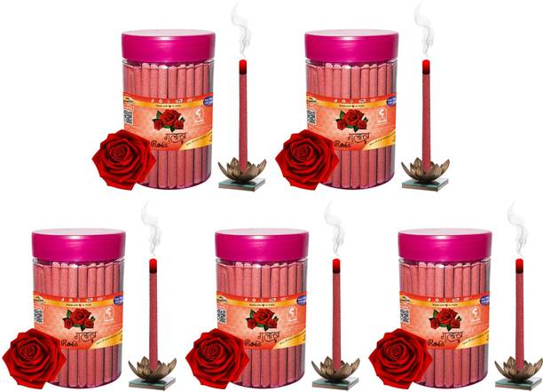 Shankh Rose Dhoop Incense Stick Pack of 500 gm (100 + 100 + 100 + 100 + 100) Fragrance Rose