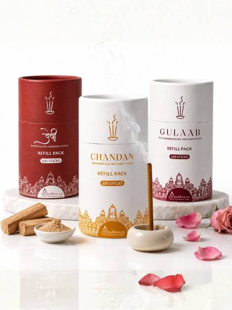 Sadhna.co Bambooless Agarbatti Refill Pack | Chandan Gulaab Devi Incense Chandan