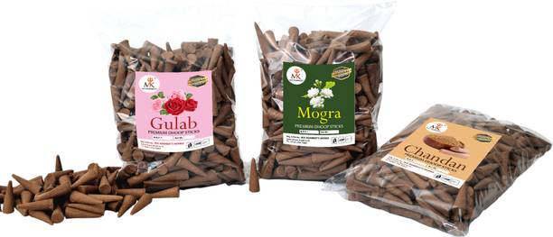MkAgarbatti Incense dhup Pooja Dhoop Cones For pooja Pooja Dhoop Cones Non Charcoal GULAB, MOGRA, CHANDAN