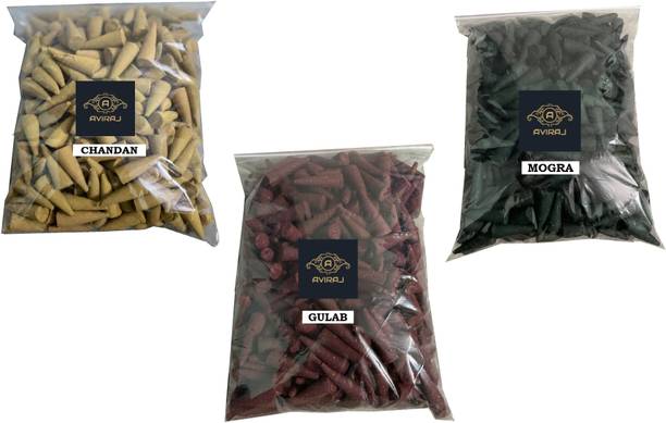 मोगरा पूजा के लिए 1kg अगरबत्ती कोन्स स्टैंड के साथ मल्टी फ्रेग्रेन्स ड्राई धूप कोन्स चंदन, रोज़, मोगरा अगरबत्ती