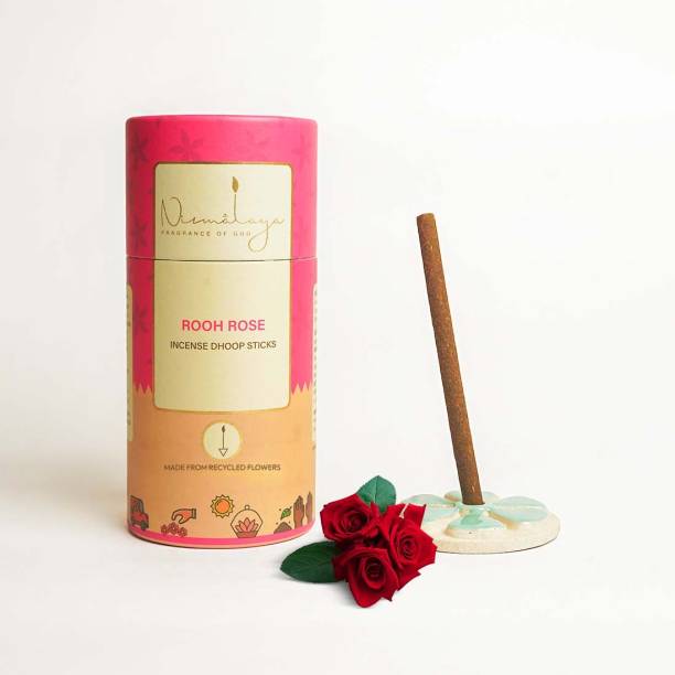 nirmalaya Organic Rooh Rose Dhoop Sticks For Pooja | Long Lasting Dhoop Sticks For Home Rooh Rose