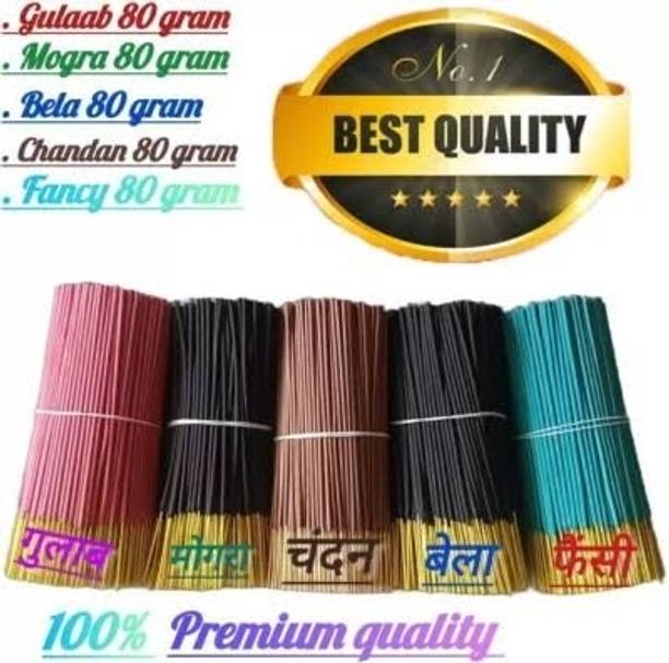 Omtirth INCENSESTICK COMBO SET OF 5 400gm Fragrance: SHAHI GULAB,GREEN MOGRA,DEV CHNADAN,RAJNIGANDHA,FANCY