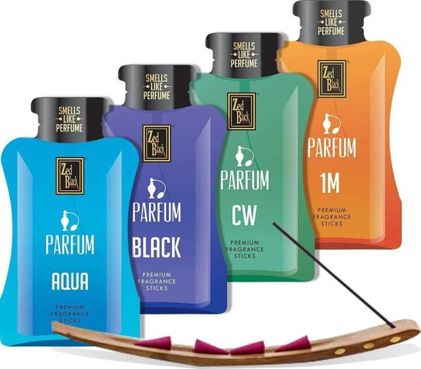 Zed Black Zipper-Parfum Mix-medium Premium Fragrance Incense Sticks (pack of 4) For Everyday Use Aroma Sticks Premium Quality - Zipper Pack CW, Black, 1M, Aqua