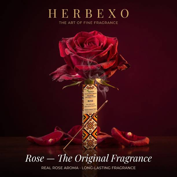 herbexo Real Rose Aroma Masala Long Lasting Incense Sticks For Pooja Rose