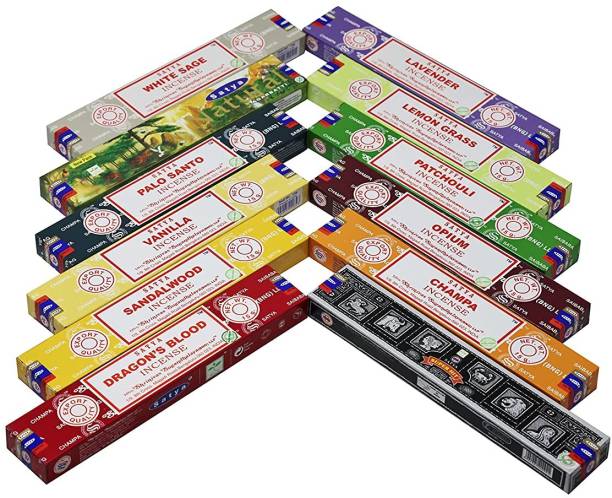 Earth Satya Assorted Incense Agarbatti Sticks for Puja, Variety Pack No.2 Multi Fragrance Sticks