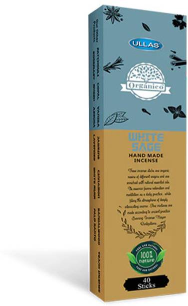 Ullas Organico White Sage Agarbathi with Floral Fragrance | Pooja Meditation Earthy, Herbal