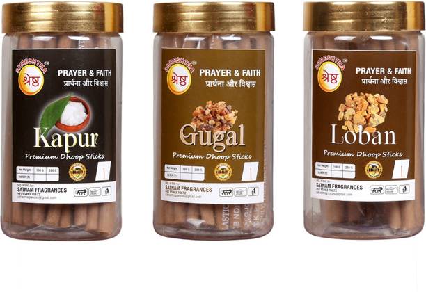 SHRESHTHA PREMIUM KAPUR, GUGAL, LOBAN DRY DHOOP STICKS KAPUR, LOBAN, GUGAL