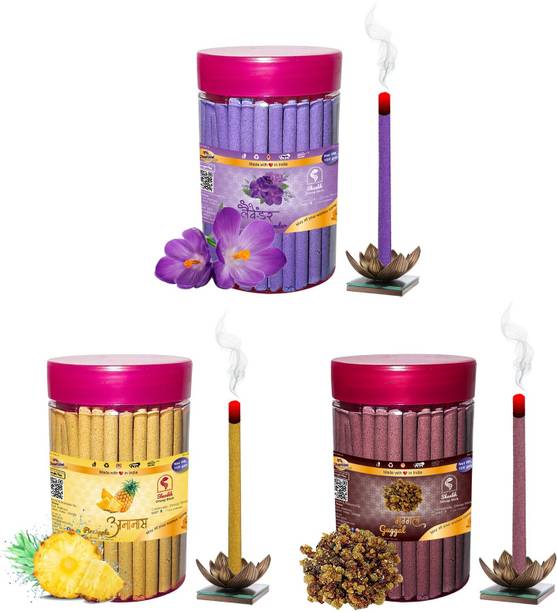 Shankh Lavender, Pineapple & Guggal Dhoop Stick Pack of 300 g (100+100+100) Fragrances Lavender, Pineapple, Guggal