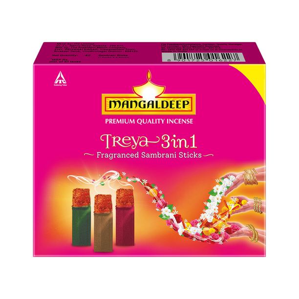 MANGALDEEP Treya 3in1 Sambrani Sticks + fragranced + sambrani sticks Sandal, Jasmine, Floral Dhoop